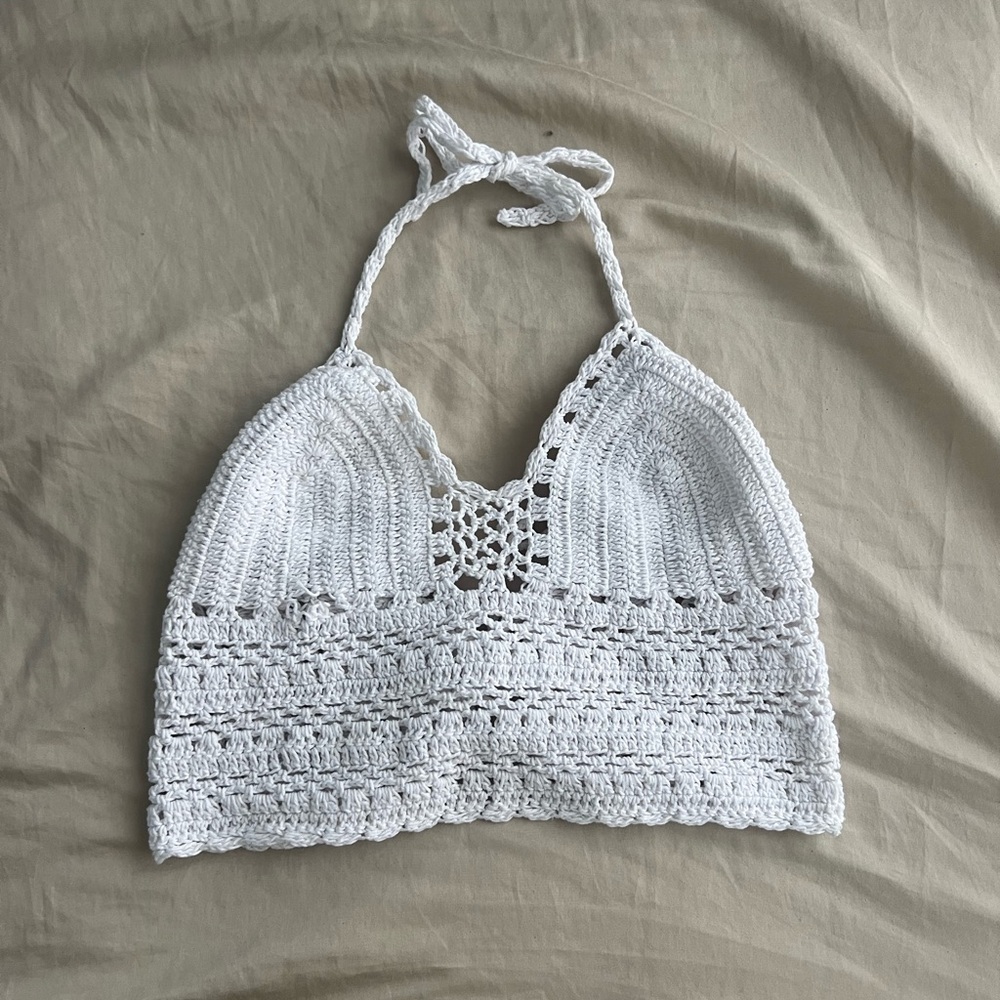 White Crochet Halter Top